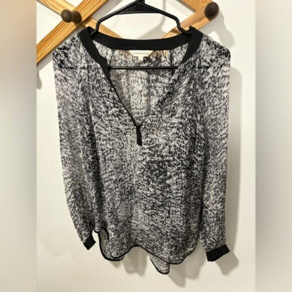 Rebecca Taylor Sheer Textured Silk Print Top - Picture 2 of 8